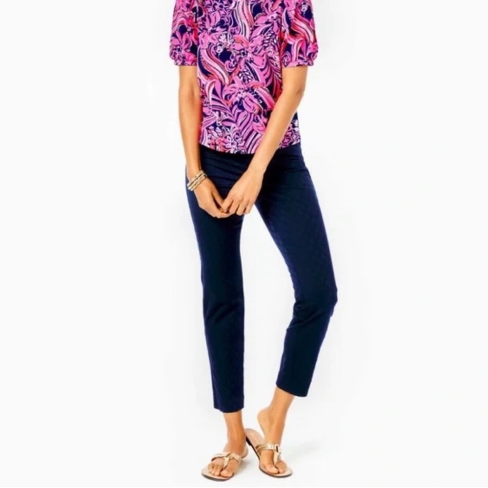 Lilly Pulitzer Kelly Textured Pants Navy Size 6